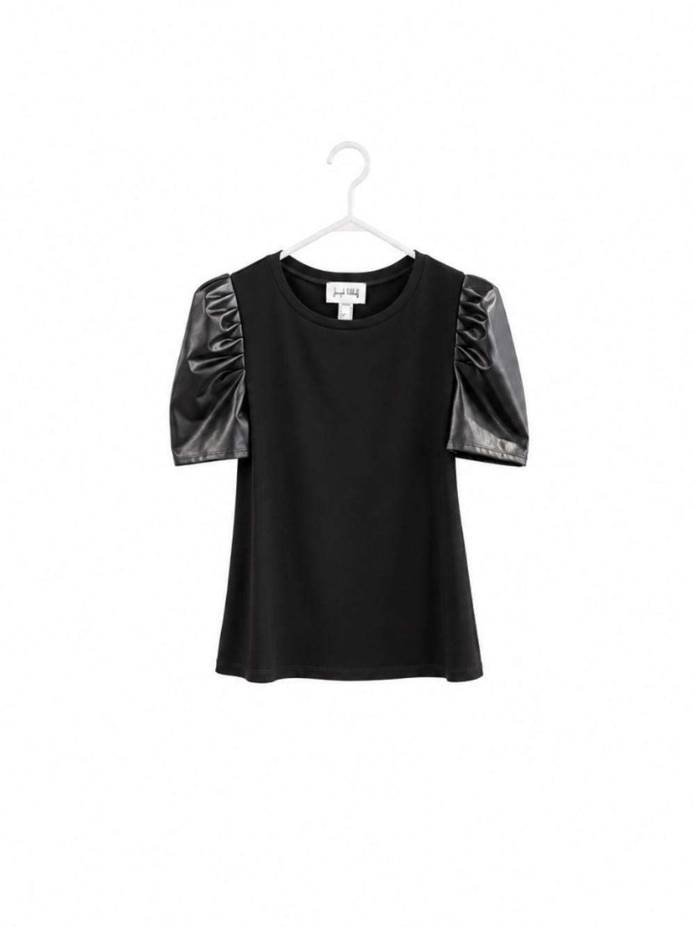 Joseph Ribkoff Faux Leather Puff Sleeve Top
